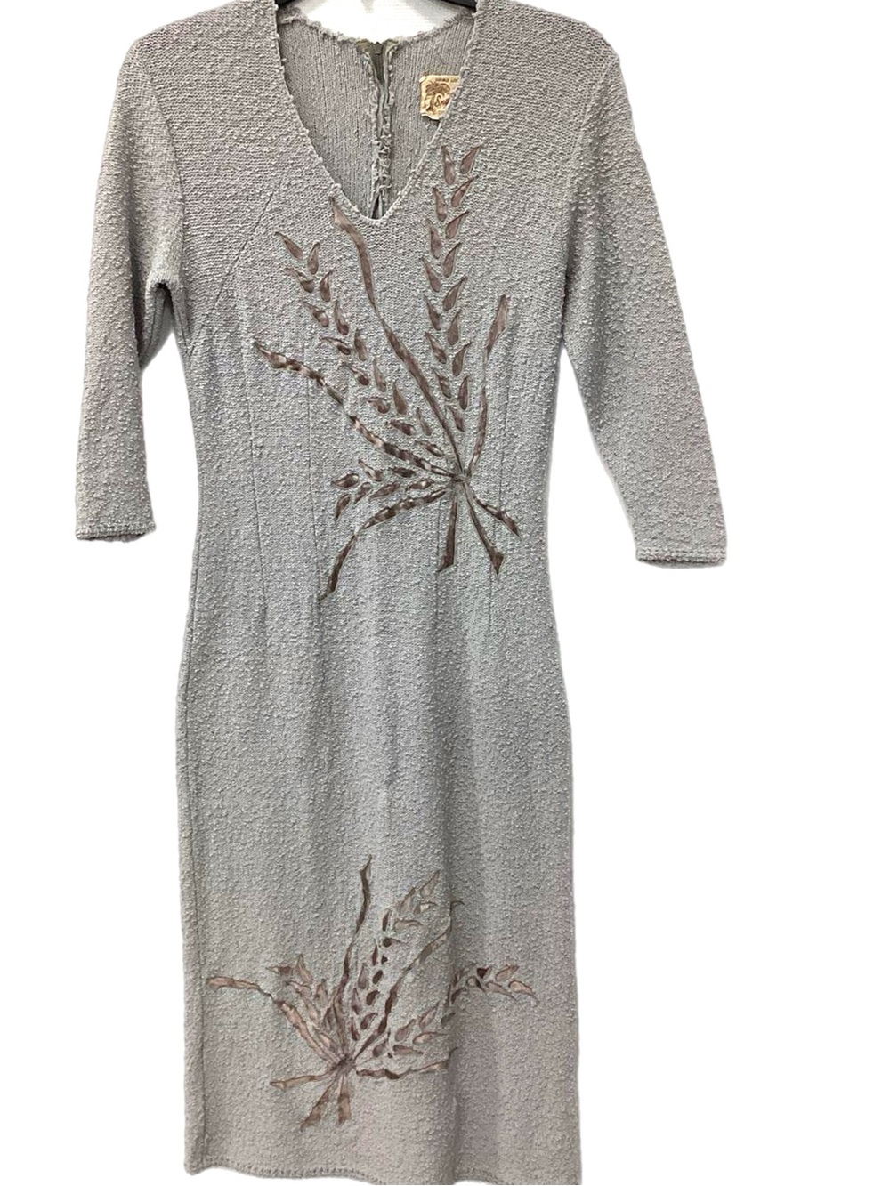 Volup Vintage 1940s Snyderknit California Boucle Wool Knit Wheat Wiggle Dress
